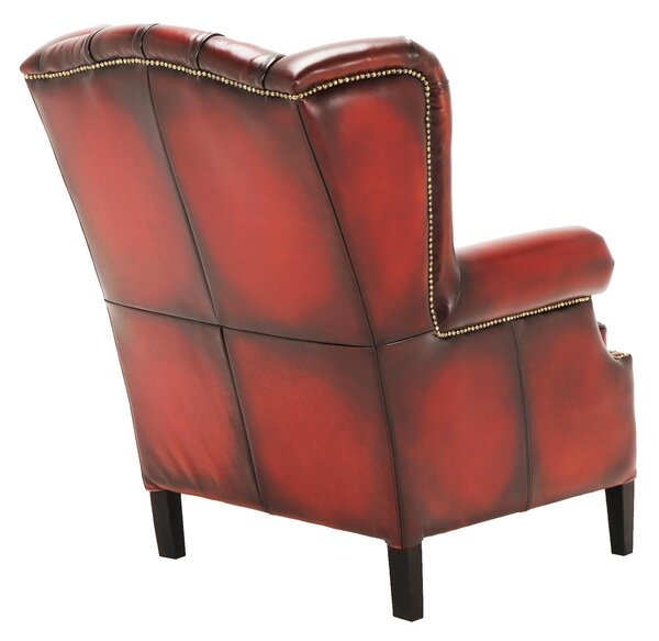 Fotoliu din piele Chesterfield Hemingway Flame Vintage FlamingRed