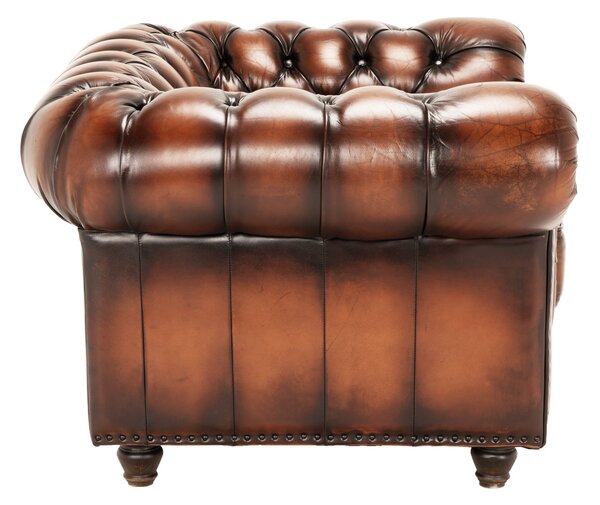 Fotoliu din piele Chesterfield Austen Light Vintage Coniac