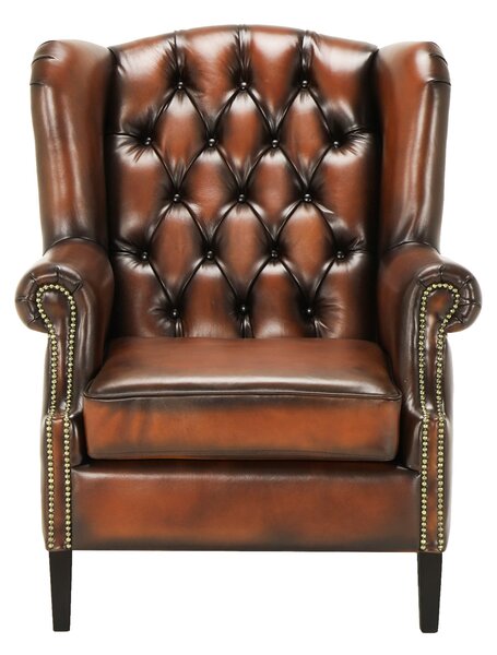 Fotoliu din piele Chesterfield Hemingway Light Vintage LightBrown