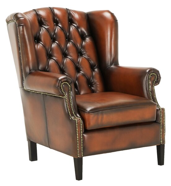 Fotoliu din piele Chesterfield Hemingway Light Vintage LightBrown