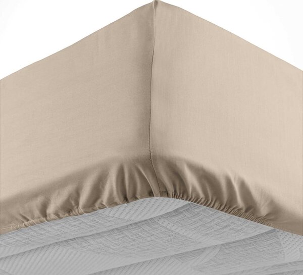 Cearceaf maro deschis din bumbac cu elastic 160x200 cm Lina – douceur d'intérieur