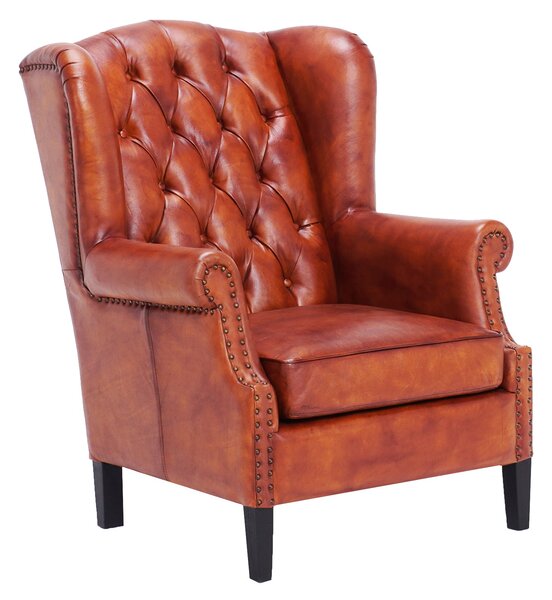 Fotoliu din piele Chesterfield Hemingway SaddleBrown