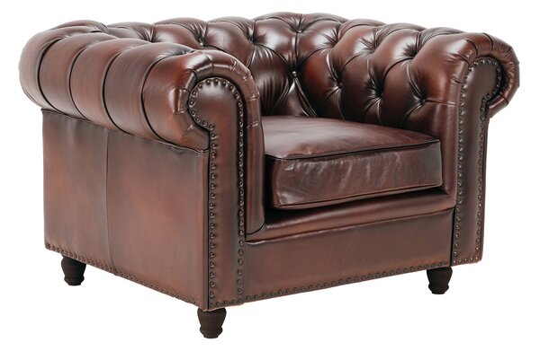 Fotoliu din piele Chesterfield Austen DarkBrown