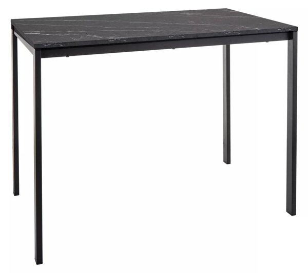 Set de dining 1 + 4, masa neagra RAMOD 100x60 cm + scaun albastru LAVA cu picioare negre