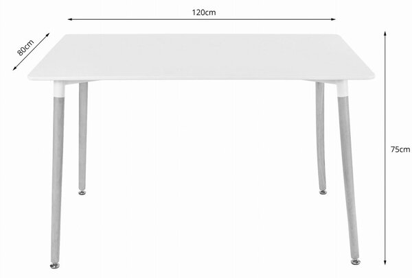 Set de masa 1 + 4, masa alba ADRIA 120x80 cm + scaun bej BALI MARK cu picioare din fag