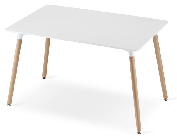 Set de masa 1 + 4, masa alba ADRIA 120x80 cm + scaun bej BALI MARK cu picioare din fag