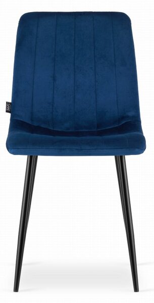 Set de dining 1 + 4, masa neagra RAMOD 100x60 cm + scaun albastru LAVA cu picioare negre