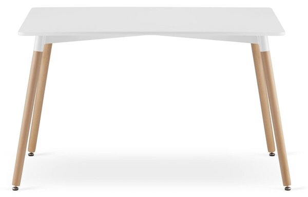 Set de masa 1 + 4, masa alba ADRIA 120x80 cm + scaun bej BALI MARK cu picioare din fag