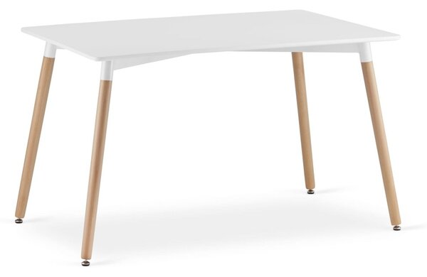 Set de masa 1 + 4, masa alba ADRIA 120x80 cm + scaun bej BALI MARK cu picioare din fag