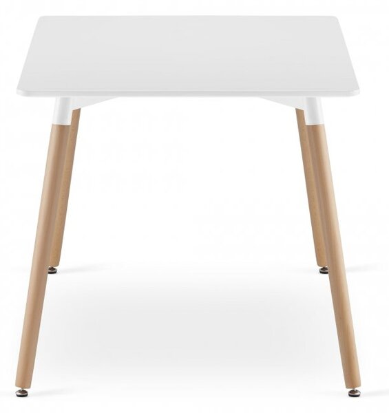 Set de masa 1 + 4, masa alba ADRIA 120x80 cm + scaun bej BALI MARK cu picioare din fag