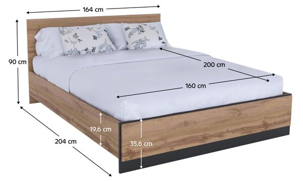 Pat matrimonial 160 cm Actualmente (stejar wotan + negru) . 1116222