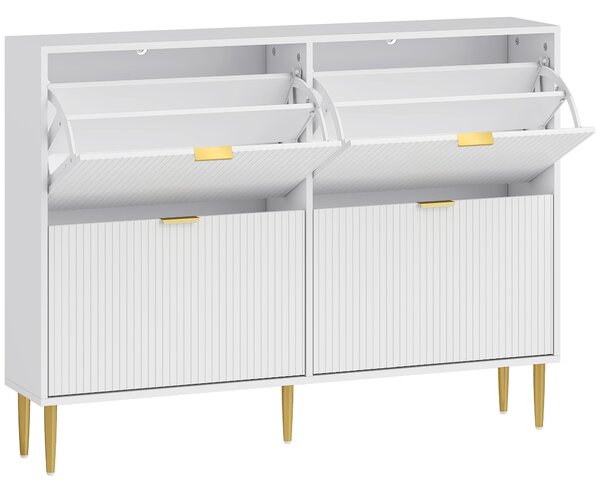 HOMCOM Dulap de pantofi pentru 20 de perechi de pantofi cu 4 sertare rabatabile Alb | Aosom Romania