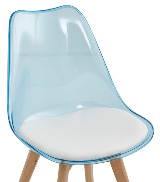 Scaun sufragerie Bralla 2 (transparent + albastru + fag + alb) . 1116241