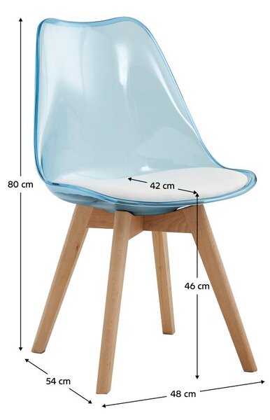 Scaun sufragerie Bralla 2 (transparent + albastru + fag + alb) . 1116241