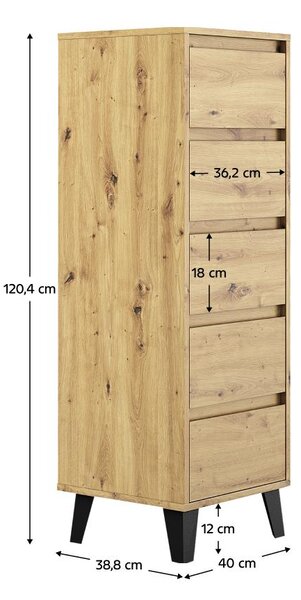 Comodă Brisas 3 (stejar artisan + negru) . 1116261