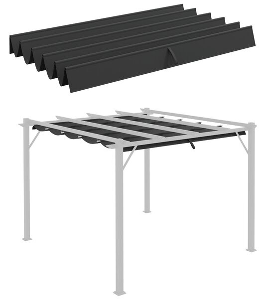 Outsunny Copertina retractabila pentru pergola, Copertina de rezerva din material textil pentru pergola de 3 x 3 (m), gri inchis | AOSOM RO