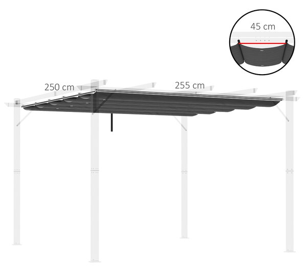 Outsunny Copertina retractabila pentru pergola, Copertina de rezerva din material textil pentru pergola de 3 x 3 (m), gri inchis | AOSOM RO