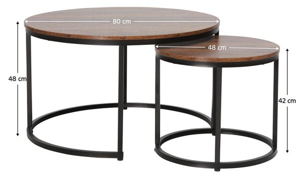 Set 2buc mese de cafea Cayera (nuc + negru) . 1116278