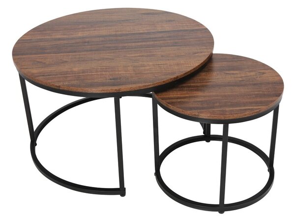 Set 2buc mese de cafea Cayera (nuc + negru) . 1116278