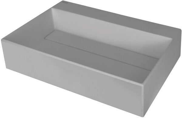 Lavoar de granit Deante Correo, cu blat, cu raft sub baterie și placă de acoperire 600x400x130 mm, gri metalizat, CQR_SU6M