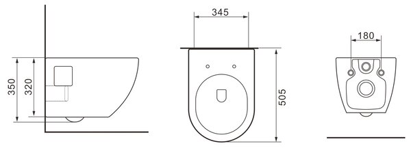 Erga Astrid, vas de toaletă suspendat 510x360x360mm, fără ramă + capac WC cu închidere silențioasă, alb, ERG-V03-ASTRID-RIM-WH