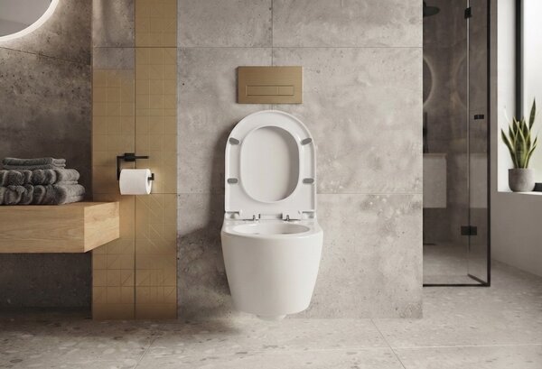 Erga Astrid, vas de toaletă suspendat 510x360x360mm, fără ramă + capac WC cu închidere silențioasă, alb, ERG-V03-ASTRID-RIM-WH
