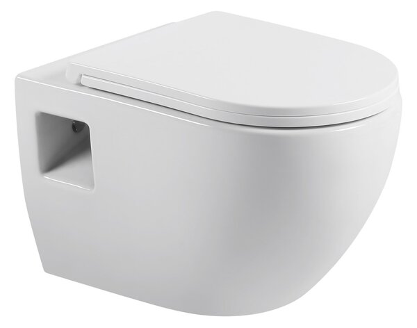 Erga Astrid, vas de toaletă suspendat 510x360x360mm, fără ramă + capac WC cu închidere silențioasă, alb, ERG-V03-ASTRID-RIM-WH