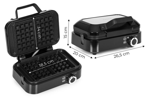 Aparat pentru vafe, aparat pentru vafe cu plăci antiaderente - 1200 W cu control al temperaturii