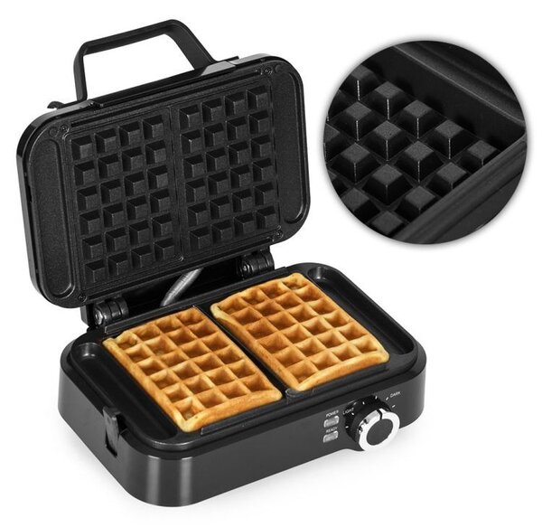 Aparat pentru vafe, aparat pentru vafe cu plăci antiaderente - 1200 W cu control al temperaturii