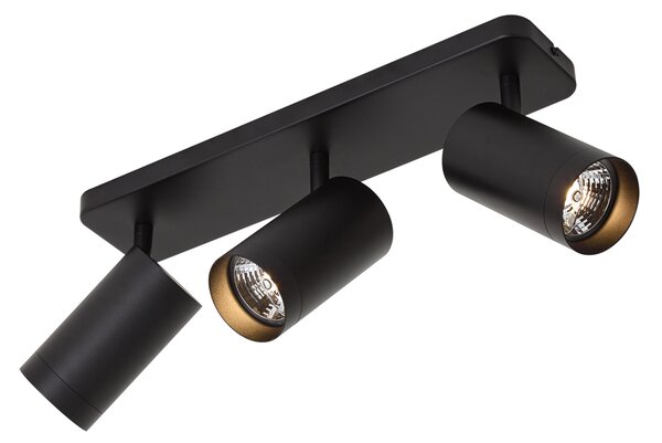 Plafonieră modernă neagră cu 3 lumini GU10 70mm - Jeana Luxe
