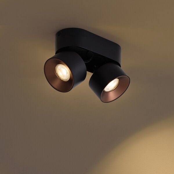 Modern Surface Spotlight Black GU10 50mm 2-Light Tiltable - Echo