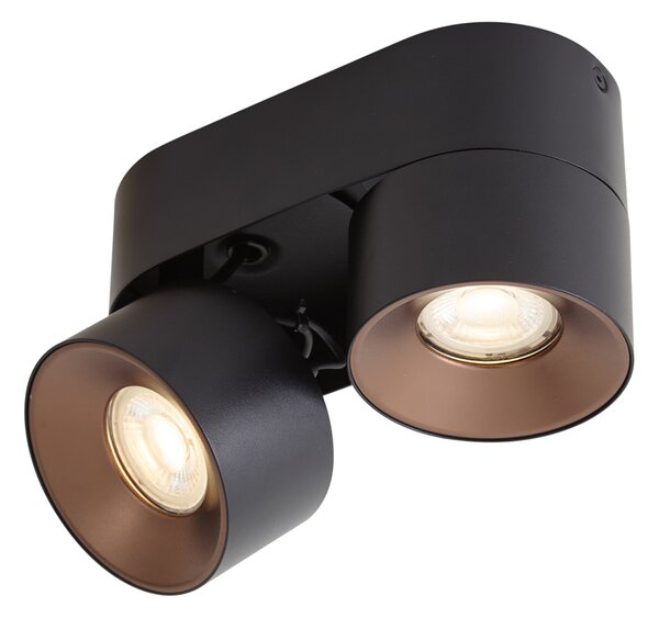 Modern Surface Spotlight Black GU10 50mm 2-Light Tiltable - Echo