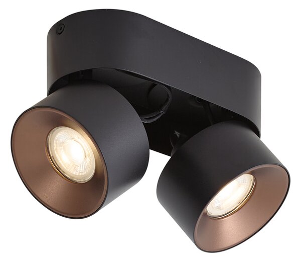 Modern Surface Spotlight Black GU10 50mm 2-Light Tiltable - Echo