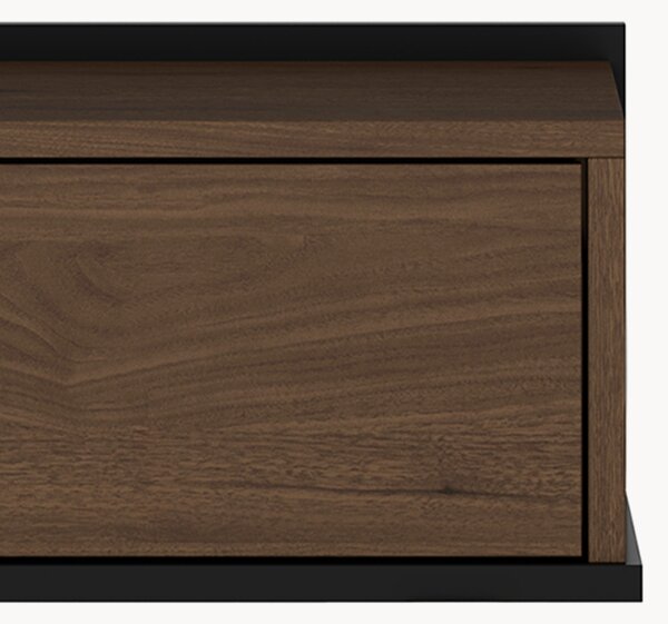 Noptieră suspendată Zenar cu sertar 50 cm - nuc elegant / negru