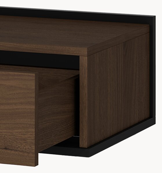 Noptieră suspendată Zenar cu sertar 50 cm - nuc elegant / negru