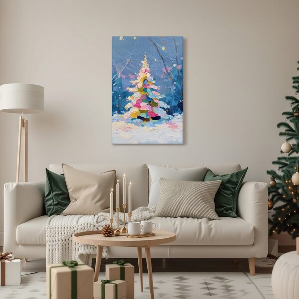 Tablou noapte festivă cu brad colorat