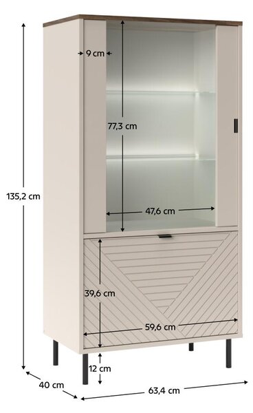 Vitrină Explicaba 1 (cashmir + stejar castello) . 1116329
