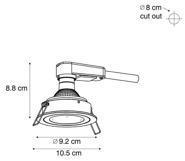 Set de 6 spoturi încastrate moderne Gunmetal reglabile IP44 - Chuck