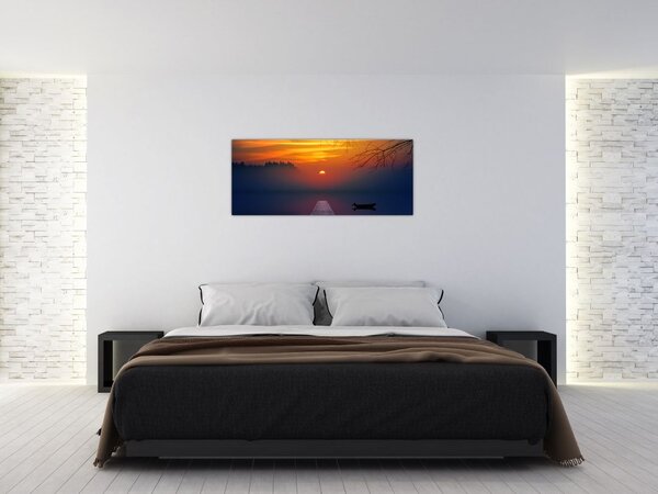 Tablou cu podul în apus de soare (120x50 cm)