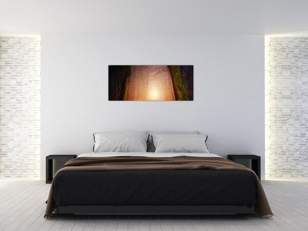 Tablou cu pădurea toamna în ceață (120x50 cm)