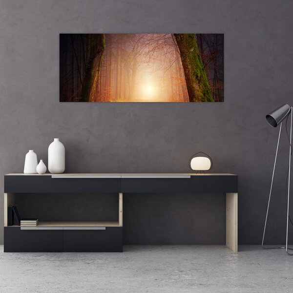 Tablou cu pădurea toamna în ceață (120x50 cm)