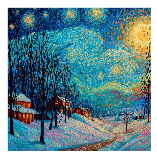 De Crăciun tablou peisaj nocturn festiv