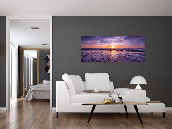 Tabloul cu plaja - apus de soare (120x50 cm)