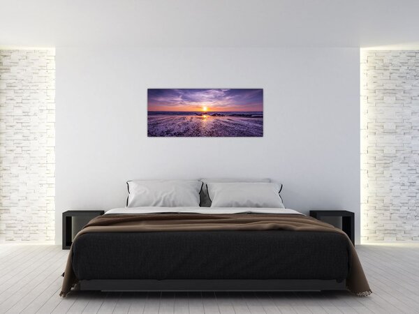Tabloul cu plaja - apus de soare (120x50 cm)