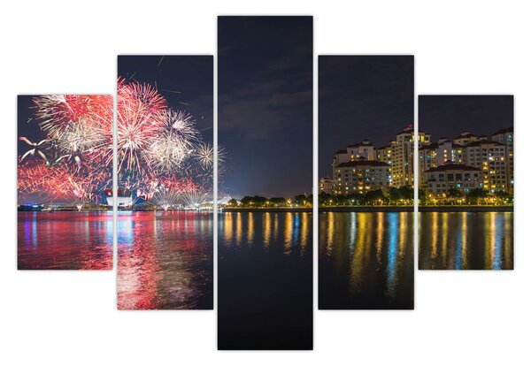 Tablou cu artificii in Singapur (150x105 cm)