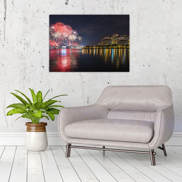 Tablou cu artificii in Singapur (70x50 cm)