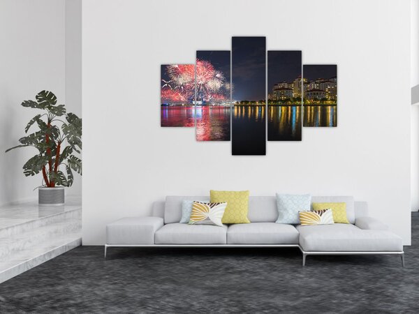 Tablou cu artificii in Singapur (150x105 cm)