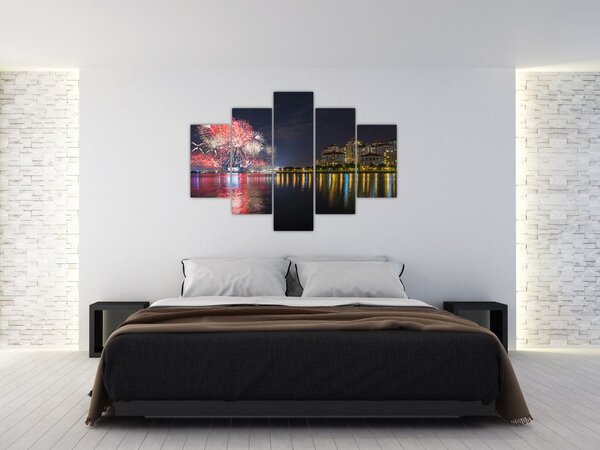 Tablou cu artificii in Singapur (150x105 cm)