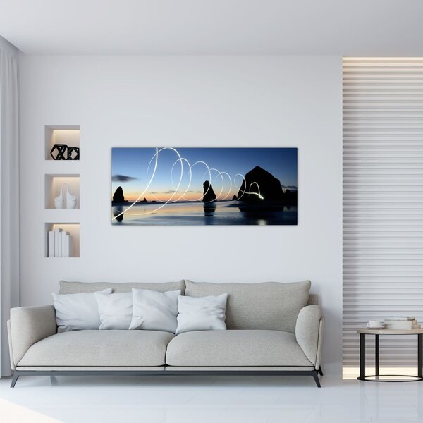 Tabloul - plaja în apus de soare (120x50 cm)