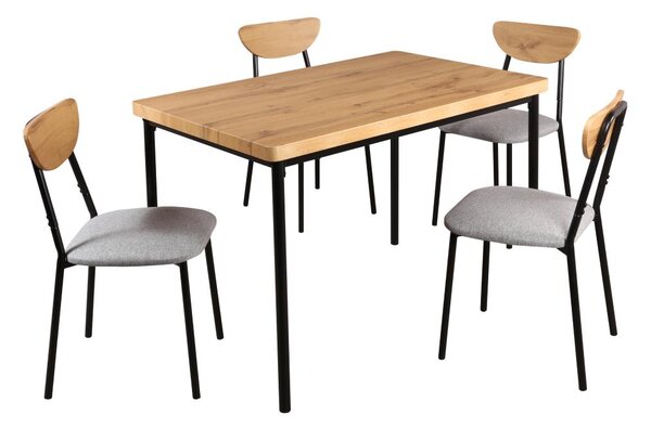 Set mobilier sufragerie Mimetizarse (stejar deschis + gri) (pentru 4 persoane). 1116413